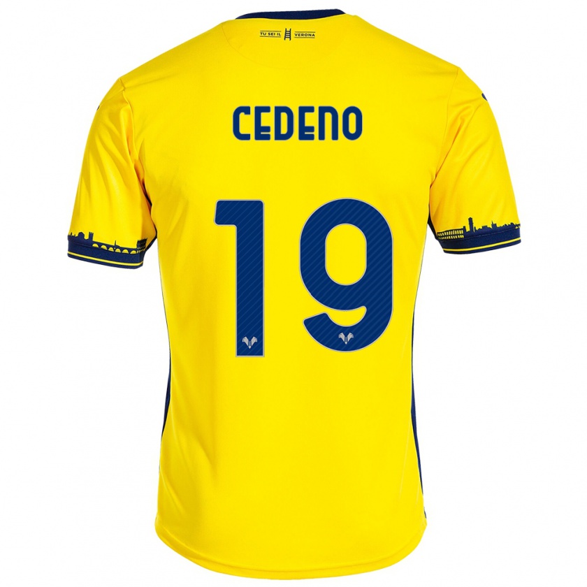 Kandiny Mujer Camiseta Lineth Cedeno #19 Amarillo 2ª Equipación 2023/24 La Camisa Chile