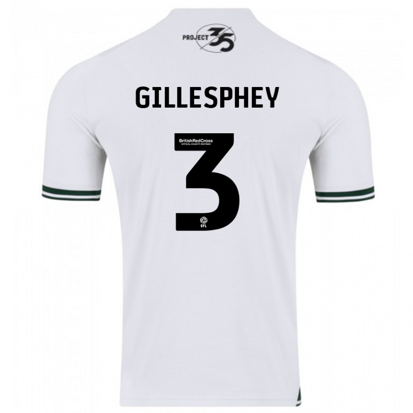 Kandiny Mujer Camiseta Macaulay Gillesphey #3 Blanco 2ª Equipación 2023/24 La Camisa Chile