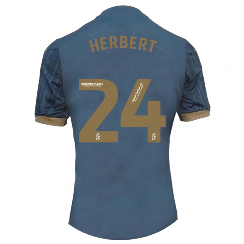 Kandiny Mujer Camiseta Chelsea Herbert #24 Verde Azulado Oscuro 2ª Equipación 2023/24 La Camisa Chile