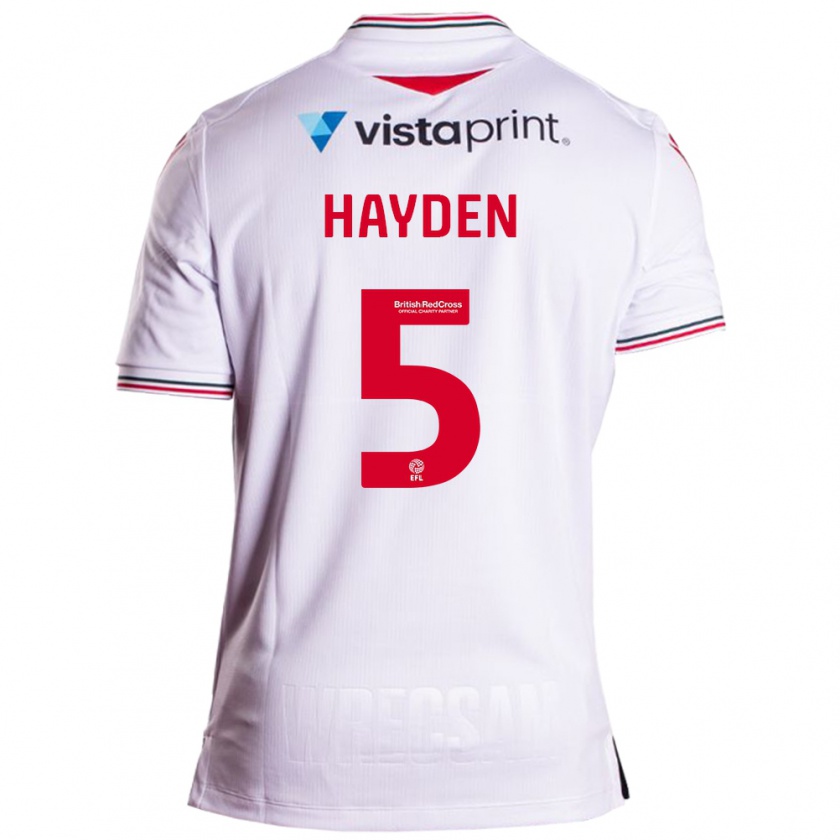 Kandiny Mujer Camiseta Aaron Hayden #5 Blanco 2ª Equipación 2023/24 La Camisa Chile
