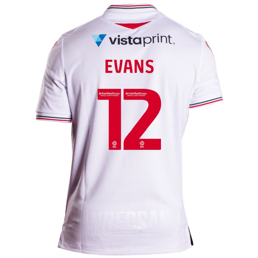 Kandiny Mujer Camiseta George Evans #12 Blanco 2ª Equipación 2023/24 La Camisa Chile