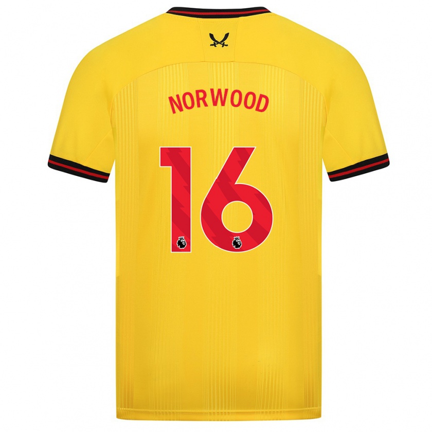 Kandiny Mujer Camiseta Oliver Norwood #16 Amarillo 2ª Equipación 2023/24 La Camisa Chile