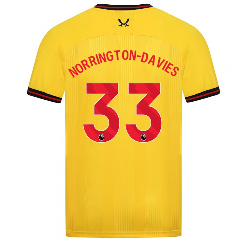 Kandiny Mujer Camiseta Rhys Norrington-Davies #33 Amarillo 2ª Equipación 2023/24 La Camisa Chile