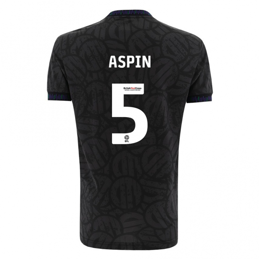 Kandiny Mujer Camiseta Brooke Aspin #5 Negro 2ª Equipación 2023/24 La Camisa Chile