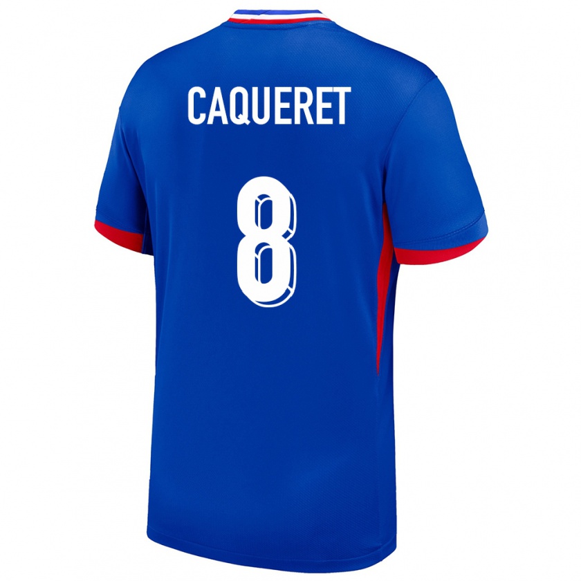 Kandiny Niño Camiseta Francia Maxence Caqueret #8 Azul 1ª Equipación 24-26 La Camisa Chile