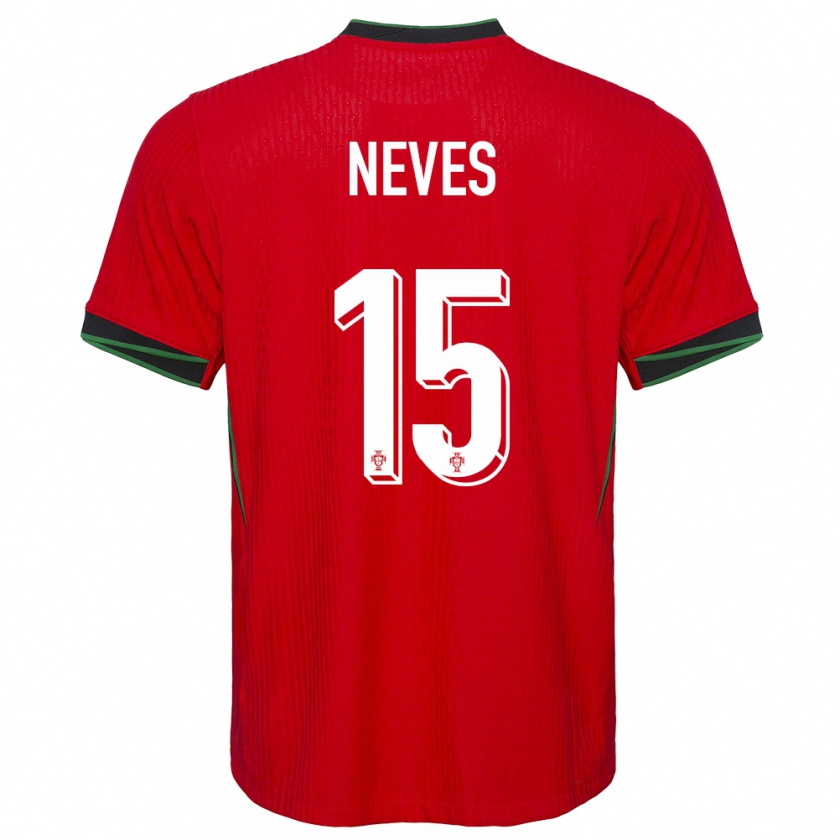 Kandiny Niño Camiseta Portugal Joao Neves #15 Rojo 1ª Equipación 24-26 La Camisa Chile