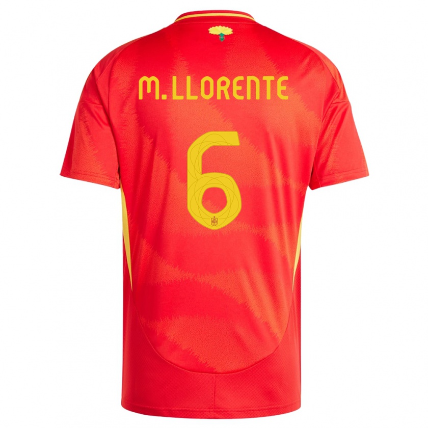 Kandiny Niño Camiseta España Marcos Llorente #6 Rojo 1ª Equipación 24-26 La Camisa Chile