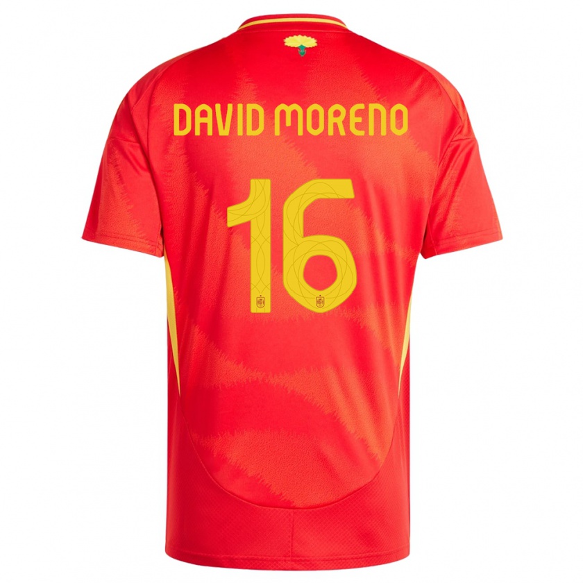 Kandiny Niño Camiseta España Antonio David Moreno #16 Rojo 1ª Equipación 24-26 La Camisa Chile