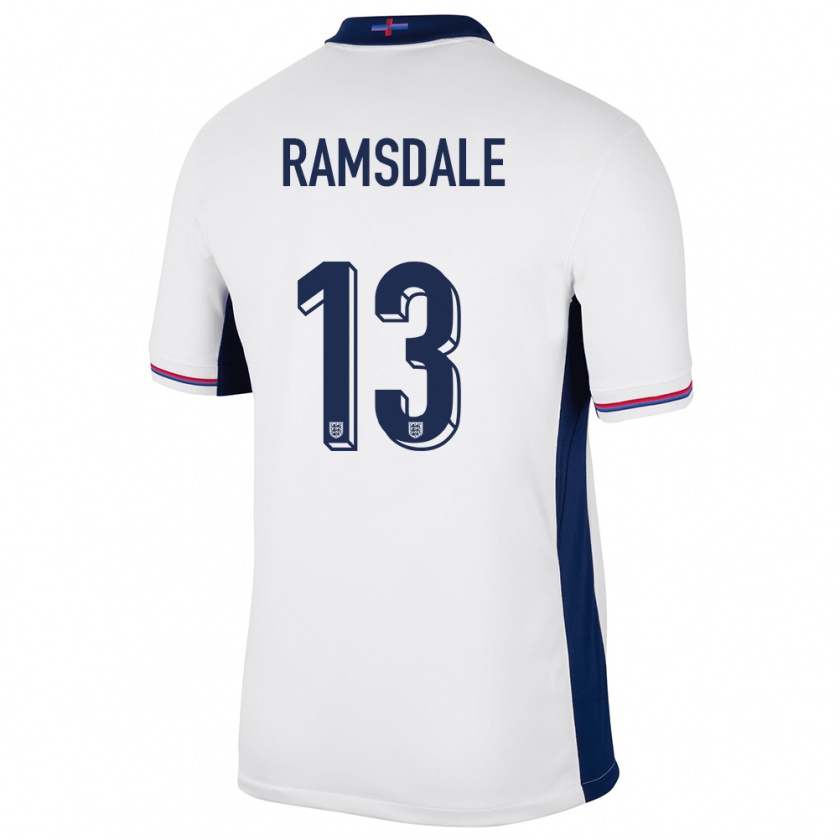 Kandiny Niño Camiseta Inglaterra Aaron Ramsdale #13 Blanco 1ª Equipación 24-26 La Camisa Chile