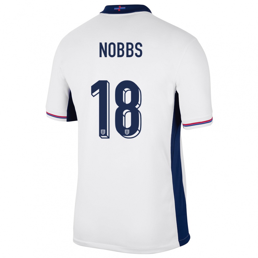 Kandiny Niño Camiseta Inglaterra Jordan Nobbs #18 Blanco 1ª Equipación 24-26 La Camisa Chile