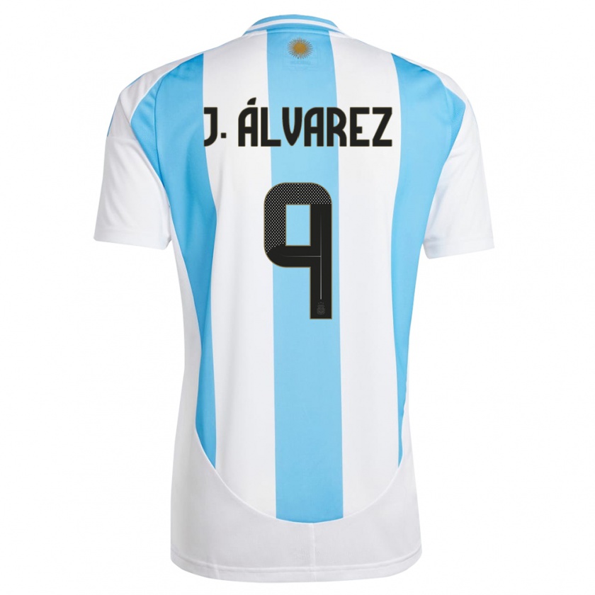 Kandiny Niño Camiseta Argentina Julian Alvarez #9 Blanco Azul 1ª Equipación 24-26 La Camisa Chile