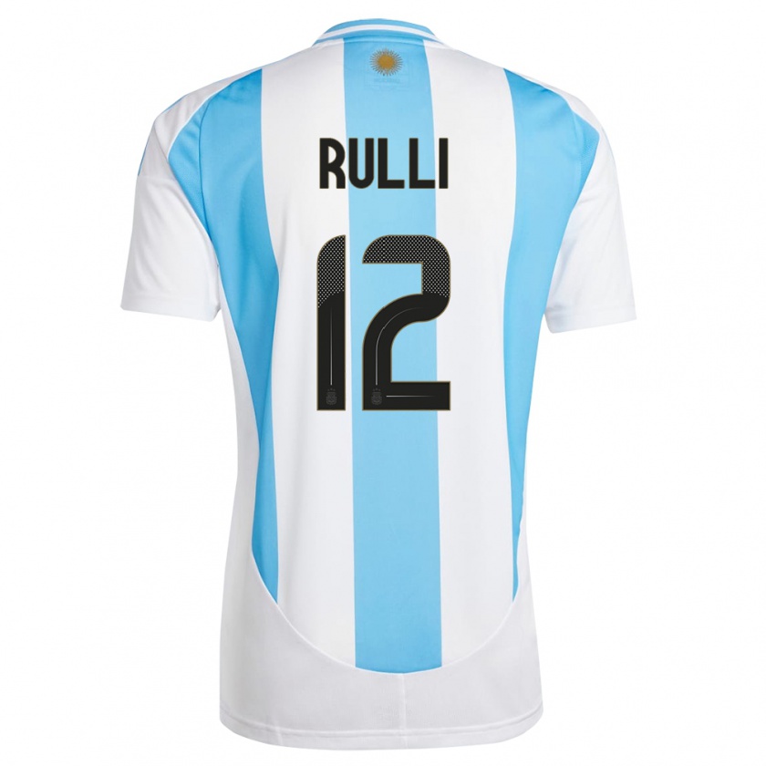 Kandiny Niño Camiseta Argentina Geronimo Rulli #12 Blanco Azul 1ª Equipación 24-26 La Camisa Chile