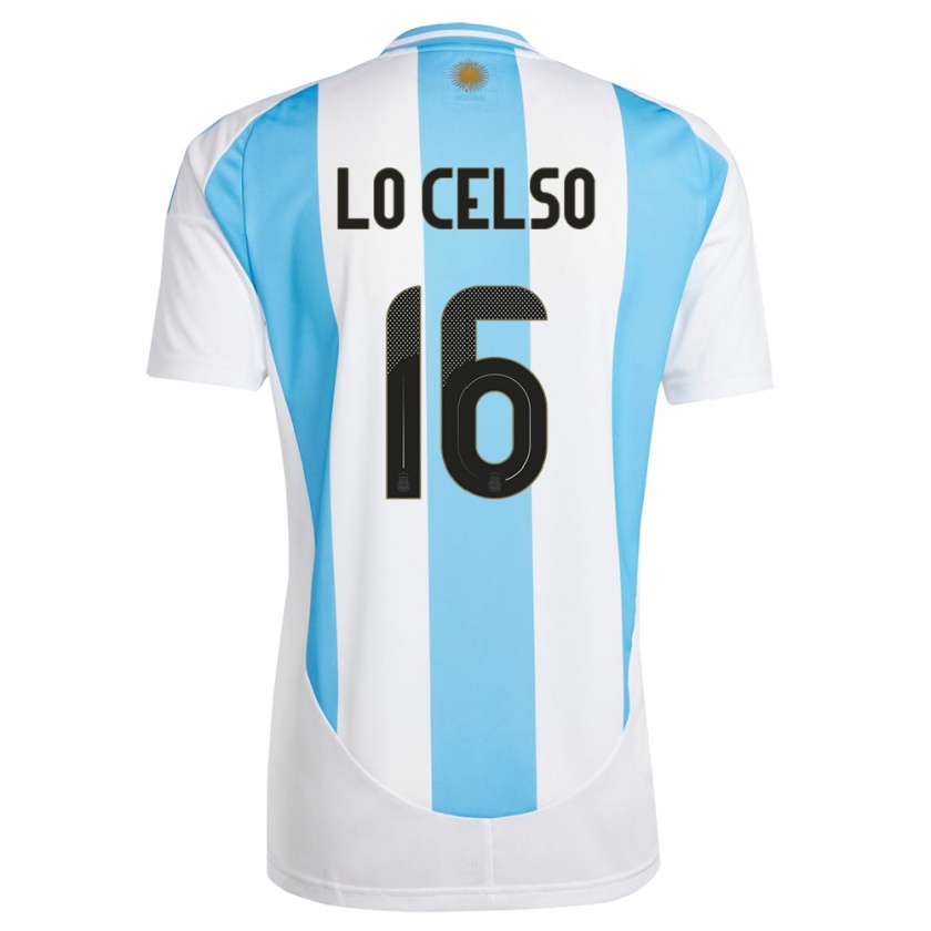 Kandiny Niño Camiseta Argentina Giovani Lo Celso #16 Blanco Azul 1ª Equipación 24-26 La Camisa Chile