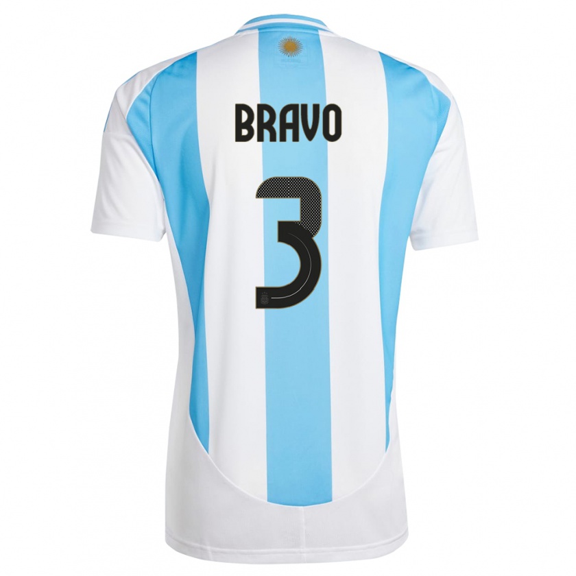 Kandiny Niño Camiseta Argentina Claudio Bravo #3 Blanco Azul 1ª Equipación 24-26 La Camisa Chile