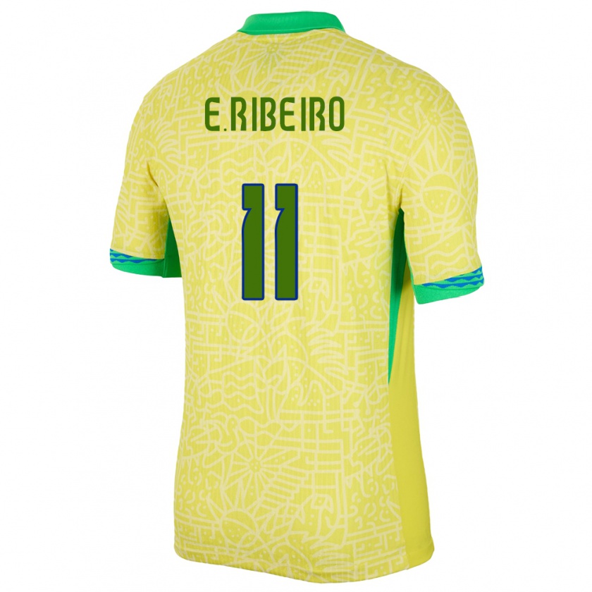 Kandiny Niño Camiseta Brasil Everton Ribeiro #11 Amarillo 1ª Equipación 24-26 La Camisa Chile