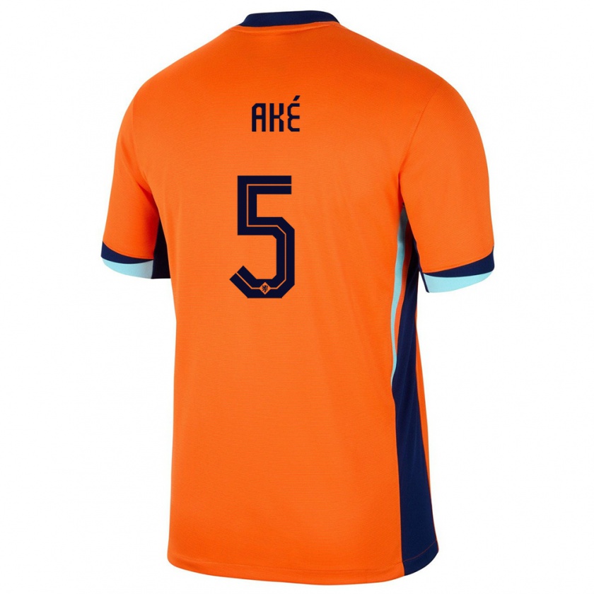 Kandiny Niño Camiseta Países Bajos Nathan Ake #5 Naranja 1ª Equipación 24-26 La Camisa Chile