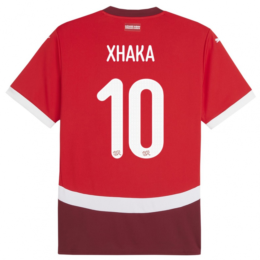 Kandiny Niño Camiseta Suiza Granit Xhaka #10 Rojo 1ª Equipación 24-26 La Camisa Chile