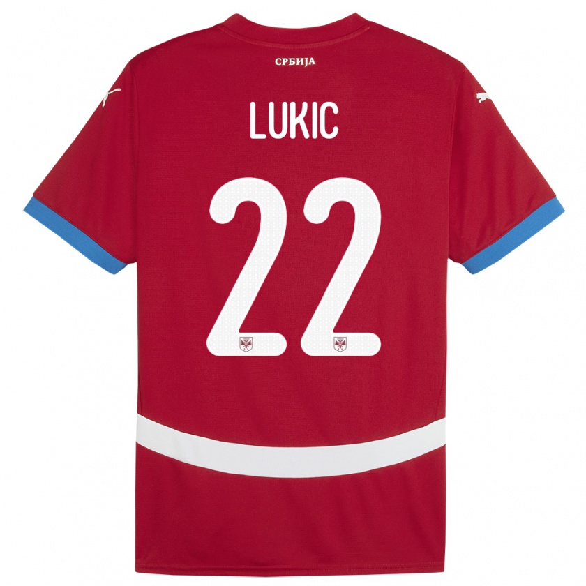 Kandiny Niño Camiseta Serbia Sasa Lukic #22 Rojo 1ª Equipación 24-26 La Camisa Chile