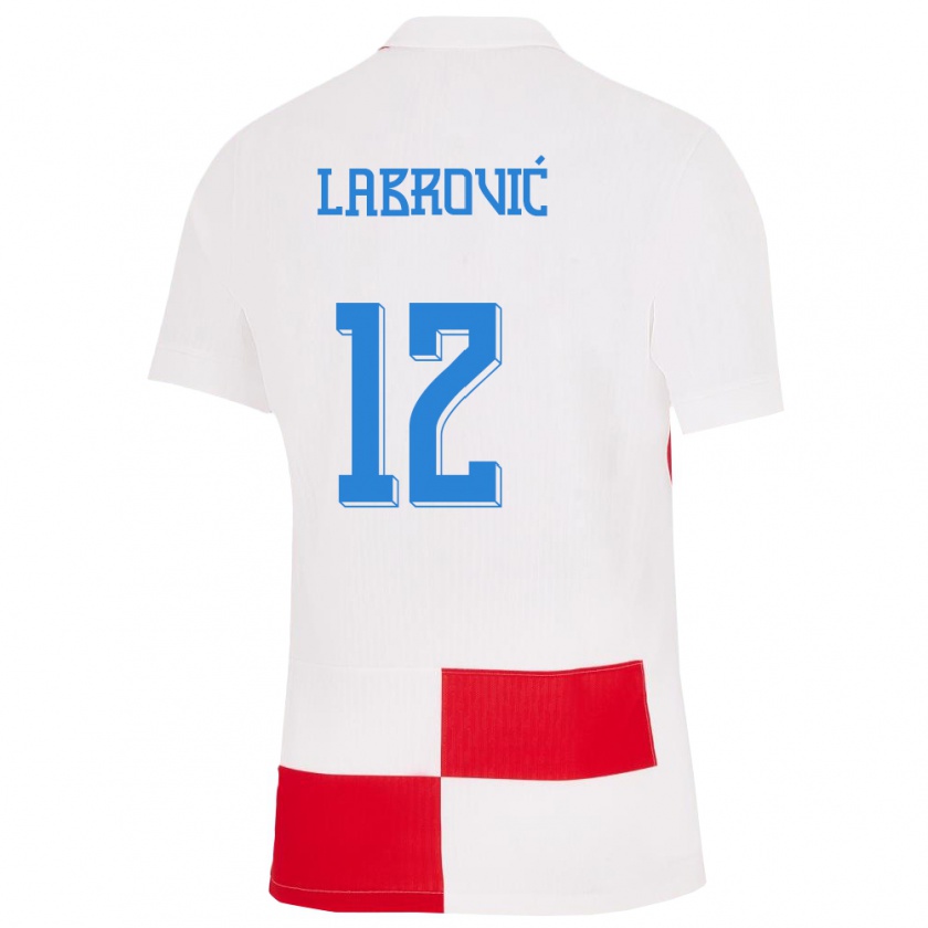 Kandiny Niño Camiseta Croacia Nediljko Labrovic #12 Blanco Rojo 1ª Equipación 24-26 La Camisa Chile