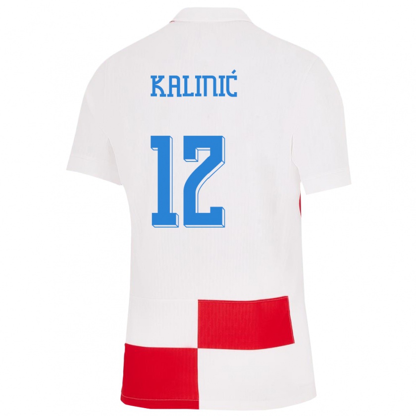 Kandiny Niño Camiseta Croacia Lovre Kalinic #12 Blanco Rojo 1ª Equipación 24-26 La Camisa Chile