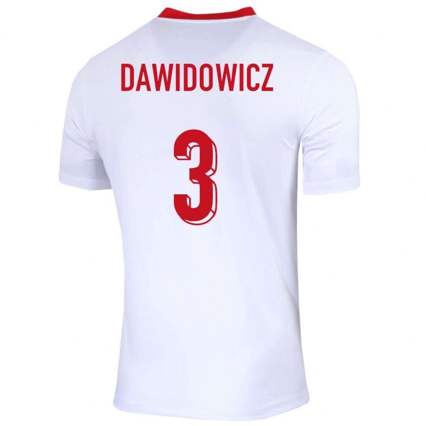 Kandiny Niño Camiseta Polonia Pawel Dawidowicz #3 Blanco 1ª Equipación 24-26 La Camisa Chile