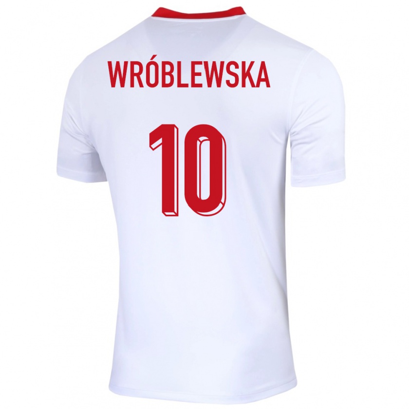 Kandiny Niño Camiseta Polonia Joanna Wroblewska #10 Blanco 1ª Equipación 24-26 La Camisa Chile