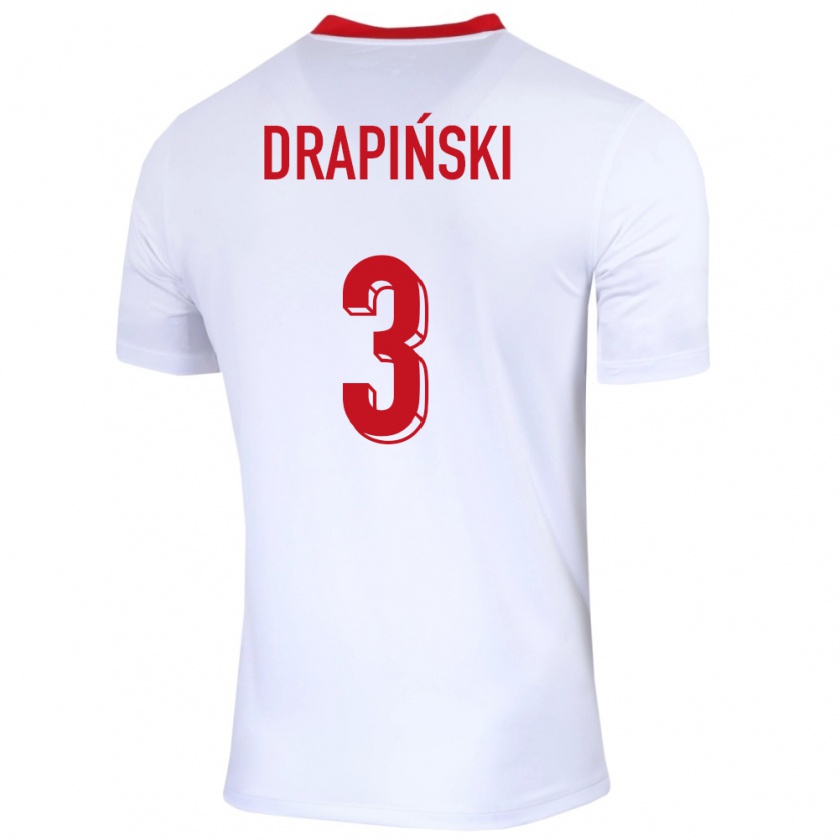 Kandiny Niño Camiseta Polonia Igor Drapinski #3 Blanco 1ª Equipación 24-26 La Camisa Chile