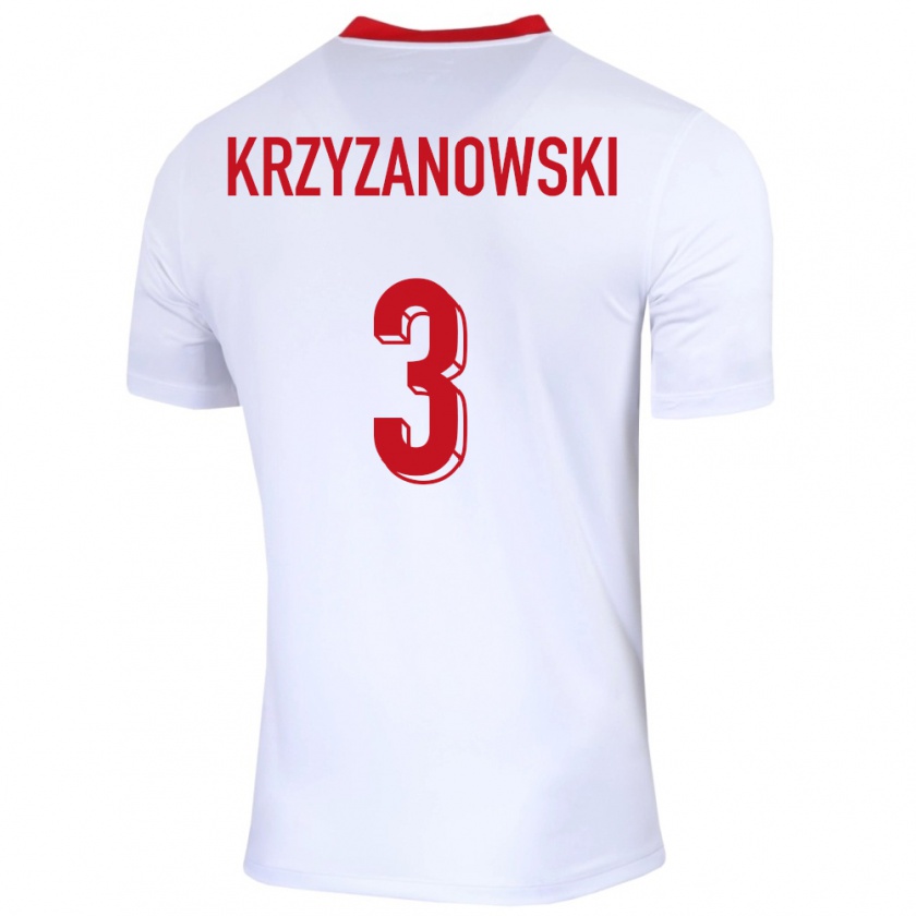 Kandiny Niño Camiseta Polonia Jakub Krzyzanowski #3 Blanco 1ª Equipación 24-26 La Camisa Chile