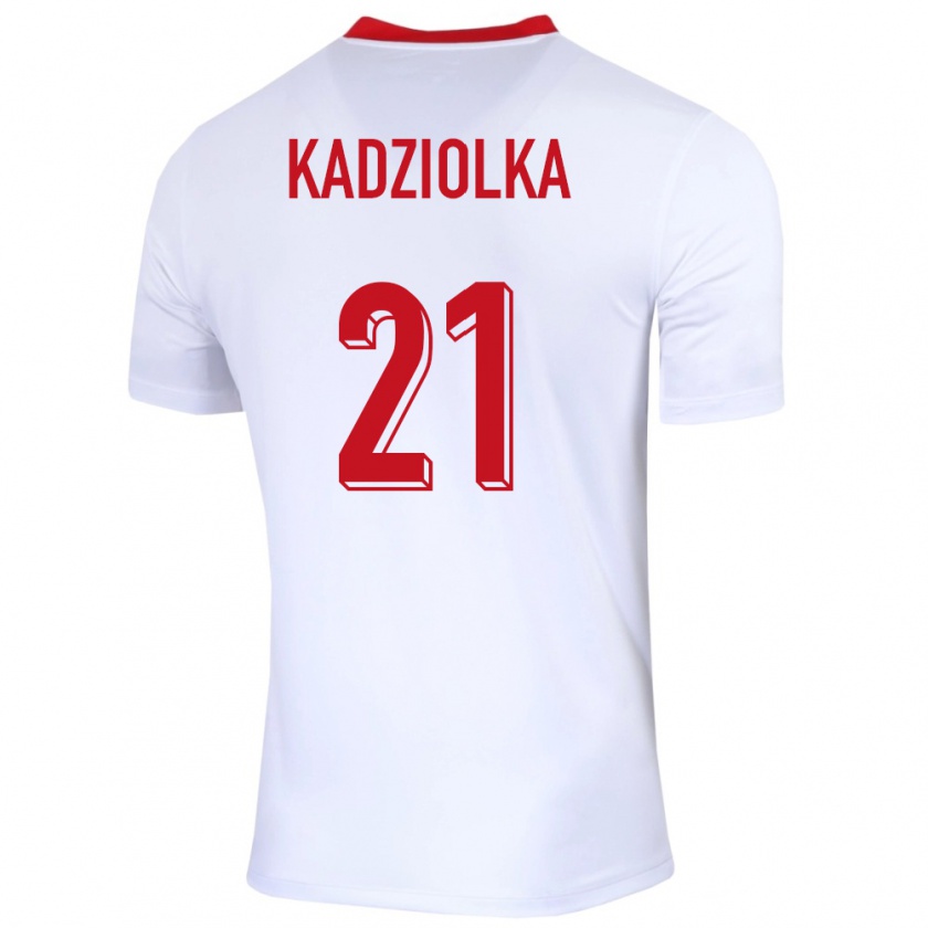 Kandiny Niño Camiseta Polonia Szymon Kadziolka #21 Blanco 1ª Equipación 24-26 La Camisa Chile