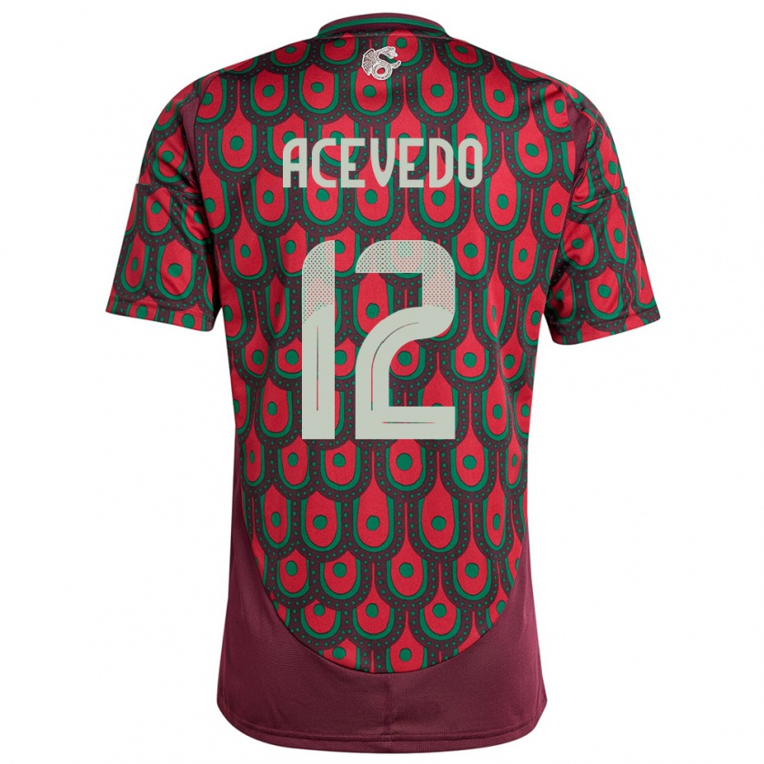 Kandiny Niño Camiseta México Carlos Acevedo #12 Granate 1ª Equipación 24-26 La Camisa Chile