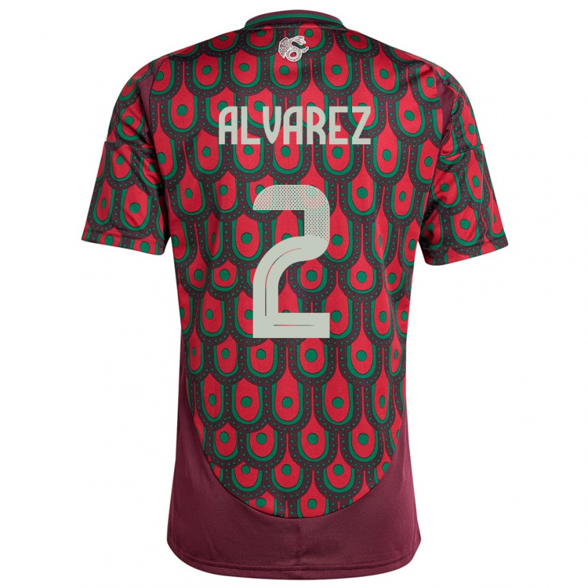 Kandiny Niño Camiseta México Kevin Alvarez #2 Granate 1ª Equipación 24-26 La Camisa Chile