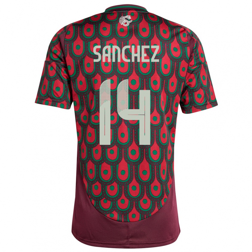 Kandiny Niño Camiseta México Erick Sanchez #14 Granate 1ª Equipación 24-26 La Camisa Chile