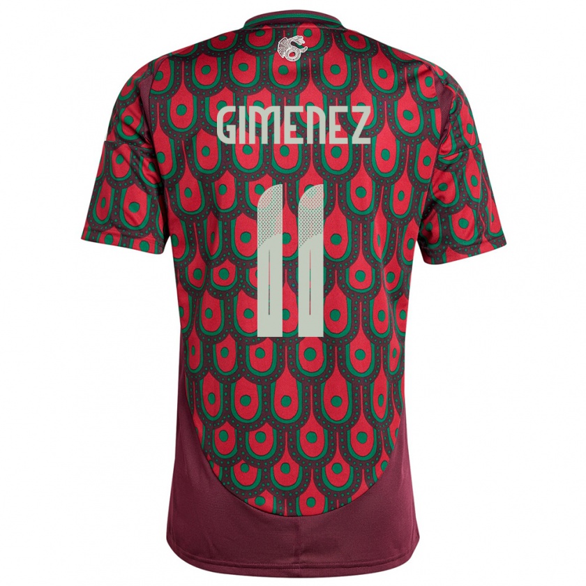 Kandiny Niño Camiseta México Santiago Gimenez #11 Granate 1ª Equipación 24-26 La Camisa Chile