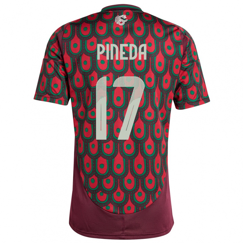 Kandiny Niño Camiseta México Orbelin Pineda #17 Granate 1ª Equipación 24-26 La Camisa Chile