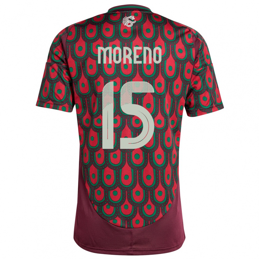 Kandiny Niño Camiseta México Hector Moreno #15 Granate 1ª Equipación 24-26 La Camisa Chile