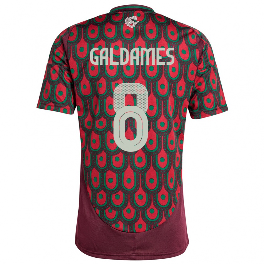 Kandiny Niño Camiseta México Benjamin Galdames #8 Granate 1ª Equipación 24-26 La Camisa Chile