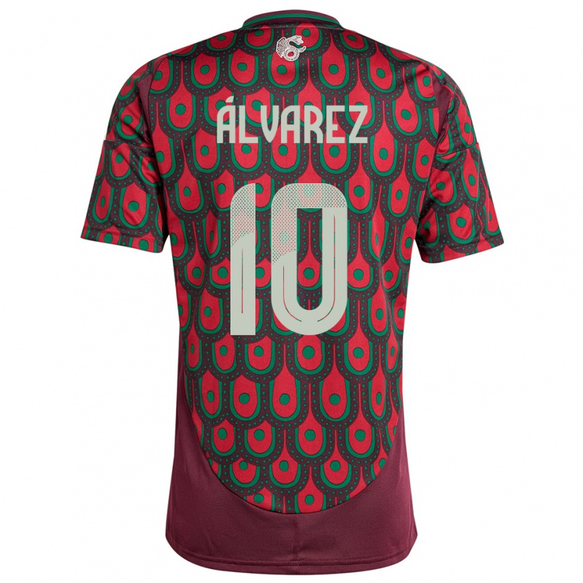 Kandiny Niño Camiseta México Efrain Alvarez #10 Granate 1ª Equipación 24-26 La Camisa Chile