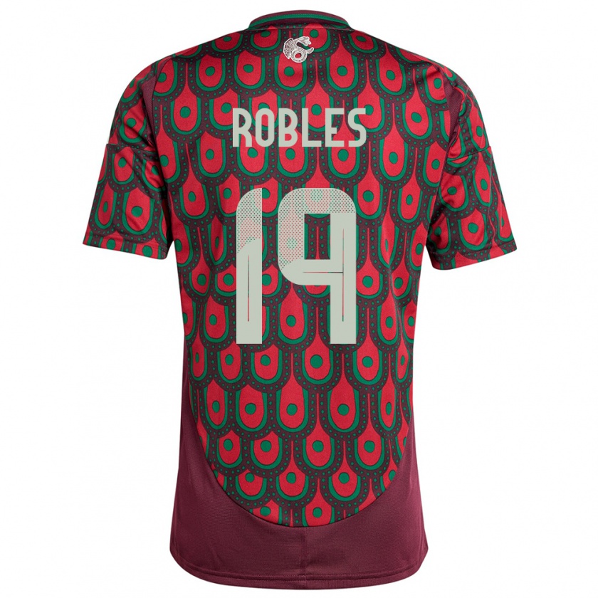 Kandiny Niño Camiseta México Angel Robles #19 Granate 1ª Equipación 24-26 La Camisa Chile