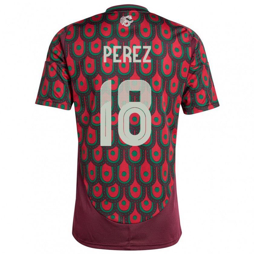 Kandiny Niño Camiseta México Jonathan Perez #18 Granate 1ª Equipación 24-26 La Camisa Chile