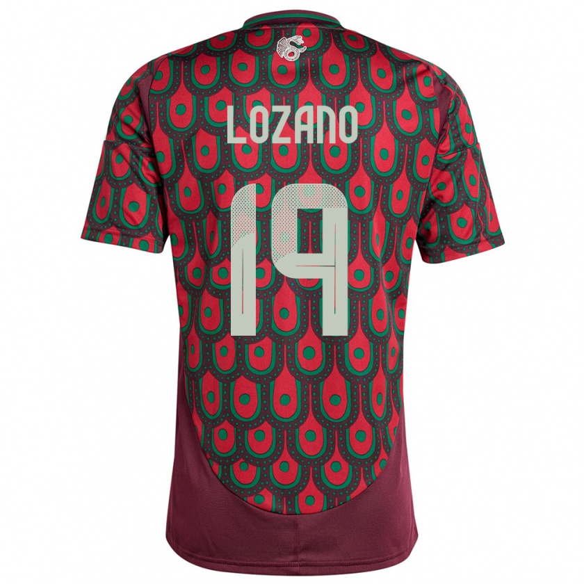 Kandiny Niño Camiseta México Esteban Lozano #19 Granate 1ª Equipación 24-26 La Camisa Chile