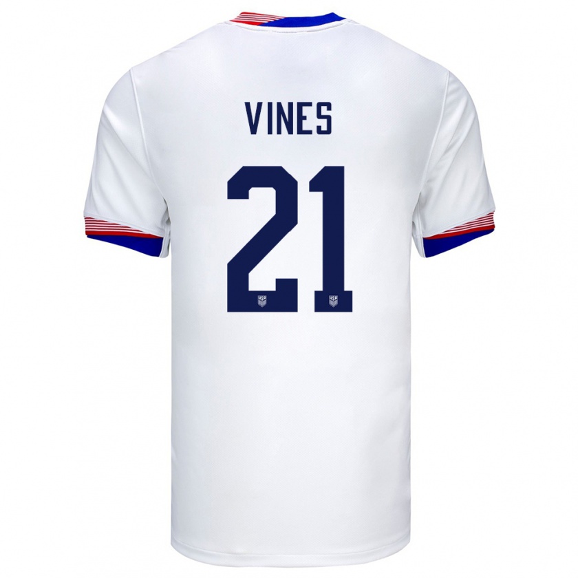 Kandiny Niño Camiseta Estados Unidos Sam Vines #21 Blanco 1ª Equipación 24-26 La Camisa Chile