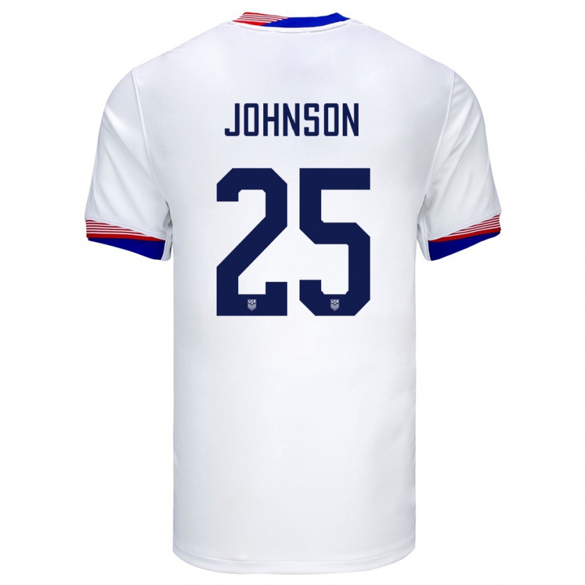 Kandiny Niño Camiseta Estados Unidos Sean Johnson #25 Blanco 1ª Equipación 24-26 La Camisa Chile