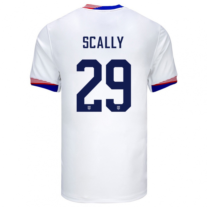 Kandiny Niño Camiseta Estados Unidos Joseph Scally #29 Blanco 1ª Equipación 24-26 La Camisa Chile