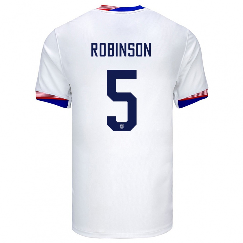 Kandiny Niño Camiseta Estados Unidos Antonee Robinson #5 Blanco 1ª Equipación 24-26 La Camisa Chile