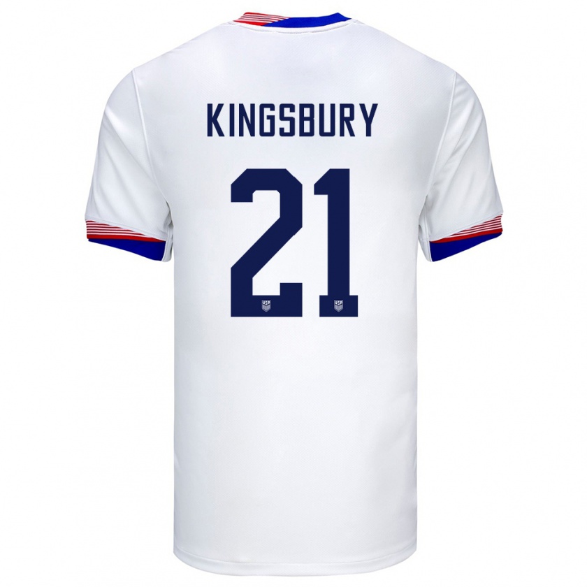 Kandiny Niño Camiseta Estados Unidos Aubrey Kingsbury #21 Blanco 1ª Equipación 24-26 La Camisa Chile