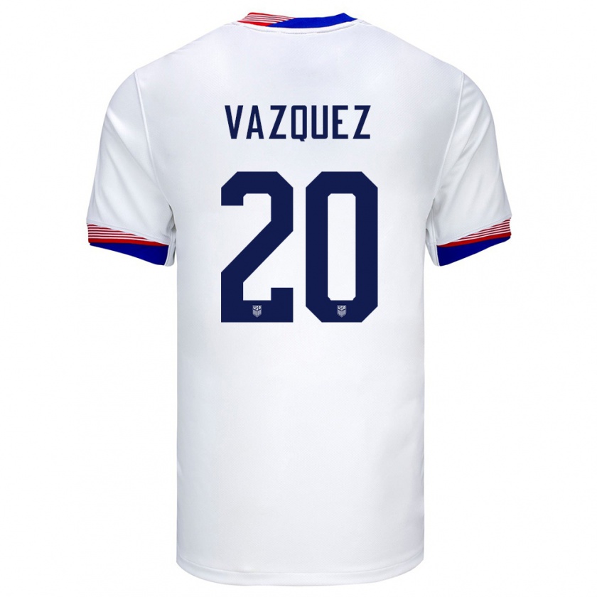 Kandiny Niño Camiseta Estados Unidos David Vazquez #20 Blanco 1ª Equipación 24-26 La Camisa Chile