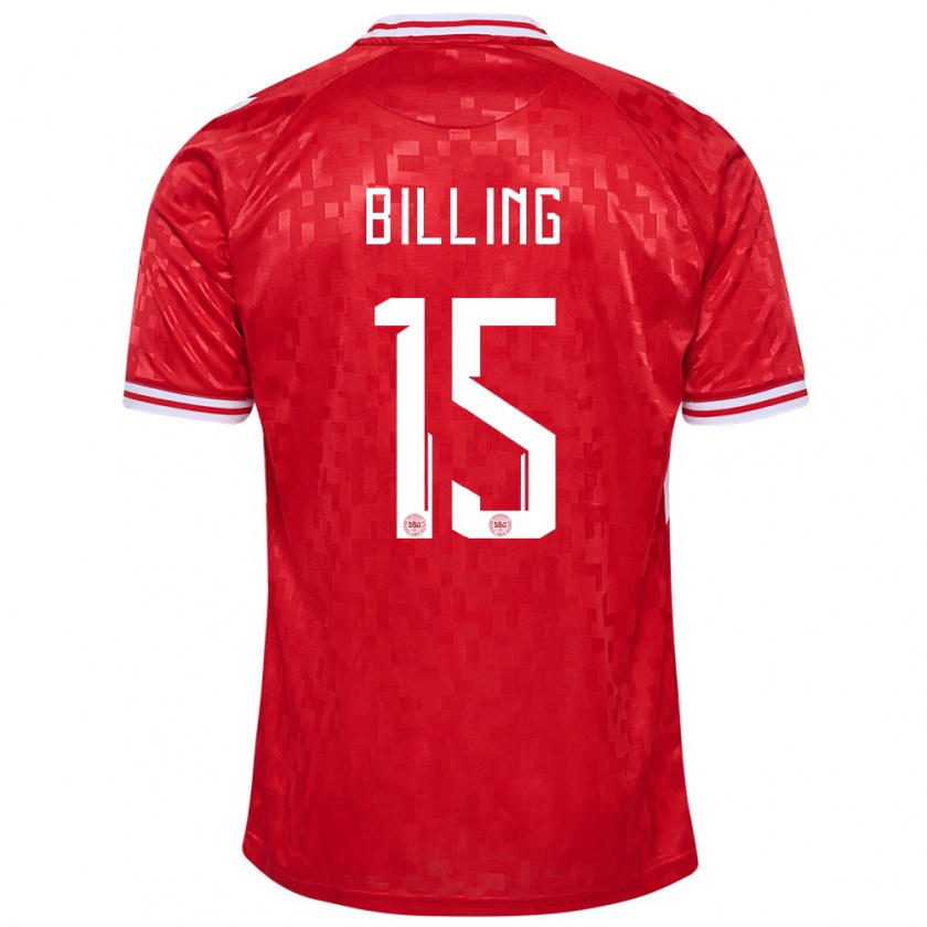 Kandiny Niño Camiseta Dinamarca Philip Billing #15 Rojo 1ª Equipación 24-26 La Camisa Chile