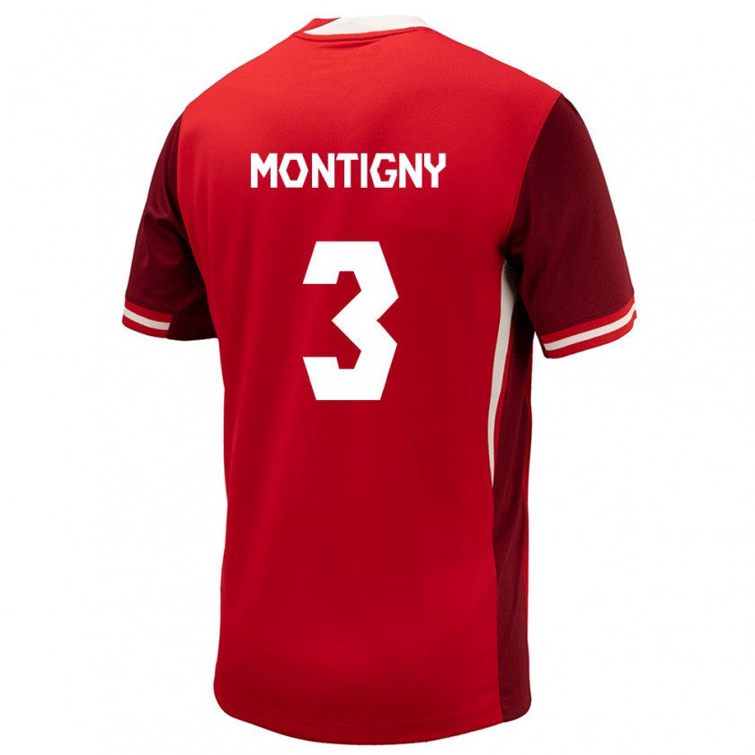Kandiny Niño Camiseta Canadá Gaël De Montigny #3 Rojo 1ª Equipación 24-26 La Camisa Chile