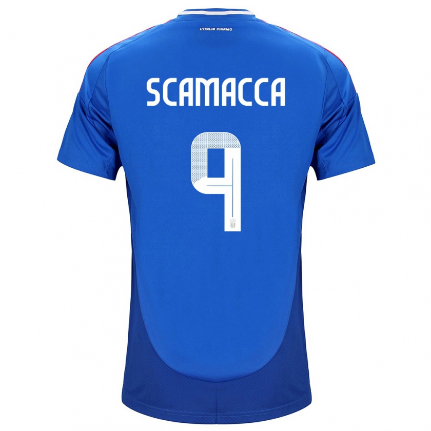 Kandiny Niño Camiseta Italia Gianluca Scamacca #9 Azul 1ª Equipación 24-26 La Camisa Chile