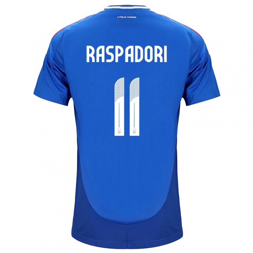 Kandiny Niño Camiseta Italia Giacomo Raspadori #11 Azul 1ª Equipación 24-26 La Camisa Chile